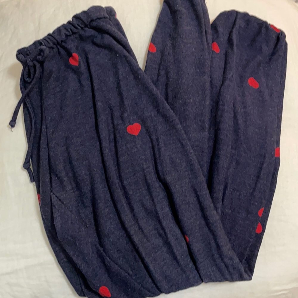 Heathered Navy Chaser Sweatpants w hearts